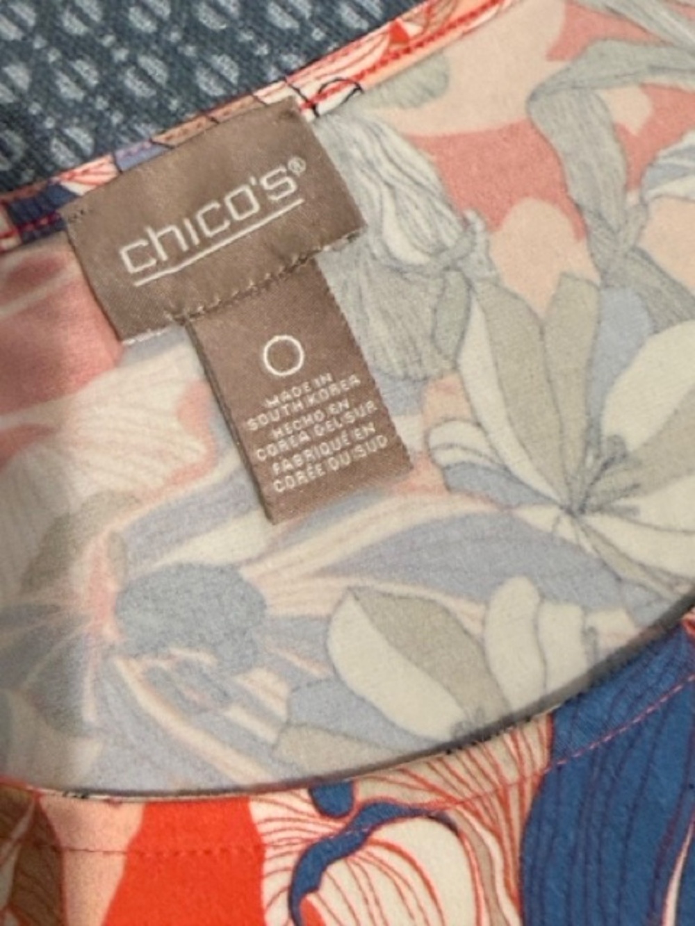 Chico’s Floral Sleeveless Shift Dress Orange Blue Size 0 - Picture 2 of 2